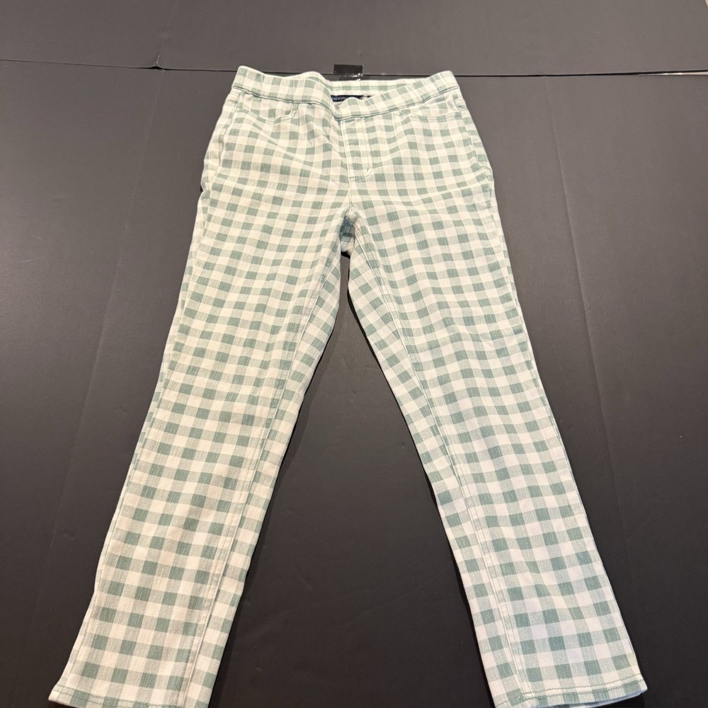 Isaac Mizrahi Live! Women's Green And White Checkered Capri Pants Size 4